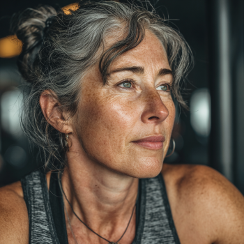 Senior activ în timpul exercițiilor de fitness